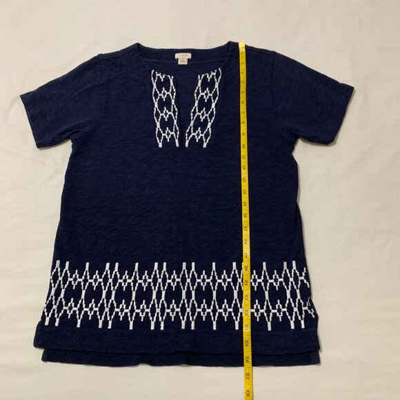 J.Crew Tunic Top. Short Sleeve. 100% Cotton. Blue. Embroidered. Women. Size XS - Picture 4 of 9